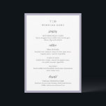 Elegante Lila Monogram Moderne Trouwdag Menu<br><div class="desc">Moderne trouwmenu's met een strak design met schreef- en scriptlettertypen.</div>