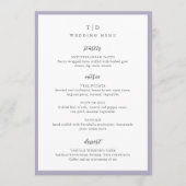 Elegante Lila Monogram Moderne Trouwdag Menu (Voorkant)