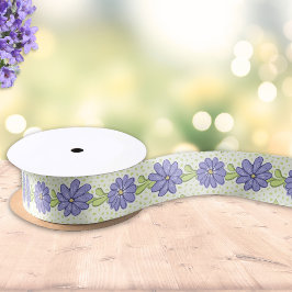 Elegante Lila paarse bloemen lentebloem Satijnen Lint