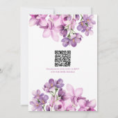 Elegante Lila Paarse Bloemen met QR-code Bruiloft Kaart (Achterkant)