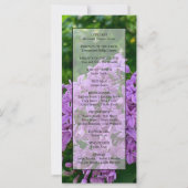 Elegante Lila paarse bloemenbruiloft programma (Achterkant)