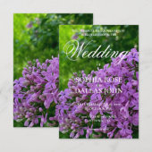 Elegante Lila paarse bloemenbruiloft uitnodigingen (Voorkant / Achterkant)