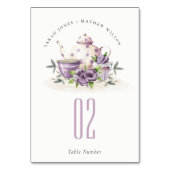 Elegante Lila Paarse bloementheepot Cup Bruiloft Kaart (Achterkant)