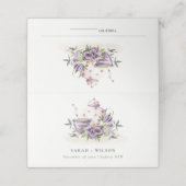 Elegante Lila Paarse bloementheepot Cup Bruiloft Plaatskaartje (Buitenkant ongevouwen)