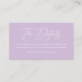 Elegante Lila Paarse bruiloft website Informatiekaartje (Voorkant)