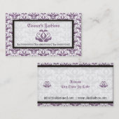 Elegante lila paarse damast mode visitekaartjes (Voorkant / Achterkant)