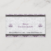 Elegante lila paarse damast mode visitekaartjes (Achterkant)