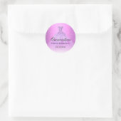 Elegante lila paarse gepersonaliseerde Quinceanera Ronde Sticker (Tas)