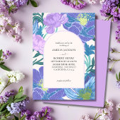 Elegante Lila & Paarse handgetekende Bloemen bruil Kaart