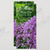 Elegante Lila paarse lavendel bloemenbruiloft Menu (Voorkant / Achterkant)