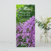 Elegante Lila paarse lavendel bloemenbruiloft Menu (Staand voorkant)