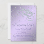 Elegante Lila Paarse Parijse Masquerade Party Kaart (Achterkant)