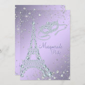 Elegante Lila Paarse Parijse Masquerade Party Kaart (Voorkant / Achterkant)