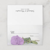 Elegante Lila Paarse Roos bruiloft schrijven-in Plaatskaartje (Buitenkant ongevouwen)