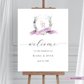 Elegante Lila Pastel Monogram Huwelijk Welkom Teke Poster