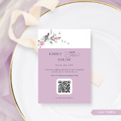 Elegante Lila pastelbloem RSVP Online, QR-code Informatiekaartje