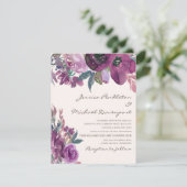Elegante Lila Pr Plum Paarse Bloem Script Bruiloft Kaart (Staand voorkant)