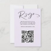 Elegante Lila QR Code RSVP bruiloft Kaartje (Voorkant)