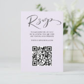 Elegante Lila QR Code RSVP bruiloft Kaartje (Staand voorkant)