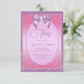 Elegante Lila & Roze Juweel Bow & Confetti Verjaar Kaart (Staand voorkant)