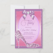 Elegante Lila & Roze Juweel Bow & Stiletto Verjaar Kaart (Voorkant)