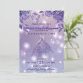 Elegante Lila rozen modern Glitter jurkje Kaart (Staand voorkant)
