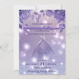 Elegante Lila rozen modern Glitter jurkje Kaart