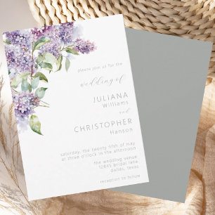 Elegante Lila Sage Waterverf Bloemenbruiloft Kaart
