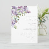 Elegante Lila Sage Waterverf Bloemenbruiloft Kaart (Staand voorkant)