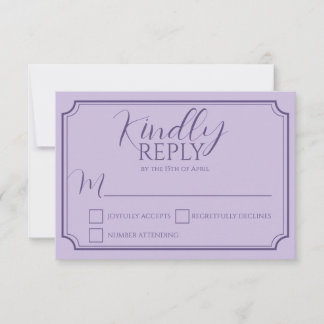 Elegante Lila Script Wdding Response Kaart
