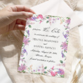 Elegante Lila Waterverf Bloemen Bruiloft Save The Date