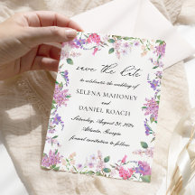 Elegante Lila Waterverf Bloemen Bruiloft