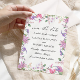 Elegante Lila Waterverf Bloemen Bruiloft Save The Date