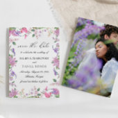 Elegante Lila Waterverf Bloemen Bruiloft Save The Date