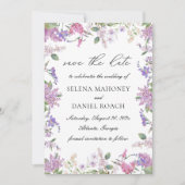 Elegante Lila Waterverf Bloemen Bruiloft Save The Date (Voorkant)