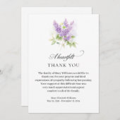 Elegante Lila Waterverf Floral Funeral Dank u Bedankkaart (Voorkant / Achterkant)