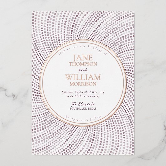 Elegante Lila Waterverf Folie bruiloft uitnodiging (Voorkant)