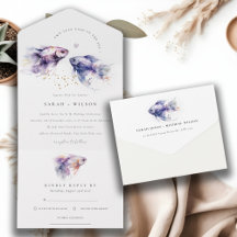 Elegante Lila Waterverf Kustvisbruiloft