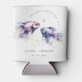 Elegante Lila Waterverf Kustvisbruiloft Blikjeskoeler (Voorkant)