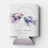 Elegante Lila Waterverf Kustvisbruiloft Blikjeskoeler (Achterkant)