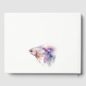 Elegante Lila Waterverf Kustvisbruiloft Gastenboek (Achterkant)