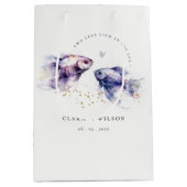 Elegante Lila Waterverf Kustvisbruiloft Medium Cadeauzakje (Voorkant)