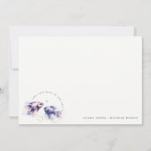 Elegante Lila Waterverf Kustvisbruiloft Notitiekaartje (Voorkant)