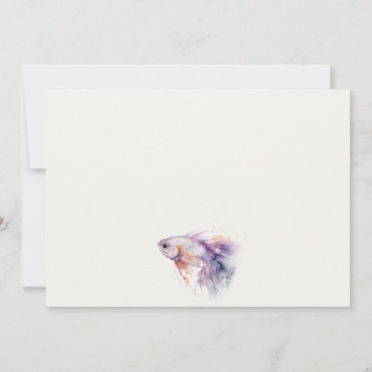 Elegante Lila Waterverf Kustvisbruiloft Notitiekaartje (Achterkant)