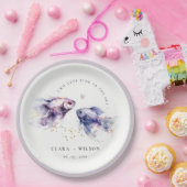 Elegante Lila Waterverf Kustvisbruiloft Papieren Bordje (Feest)