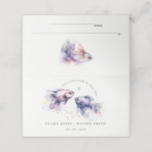 Elegante Lila Waterverf Kustvisbruiloft Plaatskaartje (Buitenkant ongevouwen)
