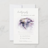 Elegante Lila Waterverf Kustvisbruiloft RSVP Kaartje (Voorkant)