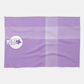 Elegante Lilac Violet Tartan Monogram Theedoek (Horizontaal)