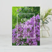 Elegante lilacs paarse lavendel bruiloft kaart (Staand voorkant)