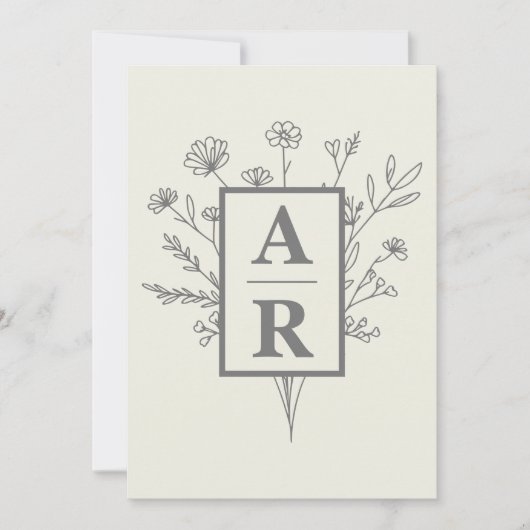 Elegante Lily Line Art bruiloft uitnodiging (Voorkant)